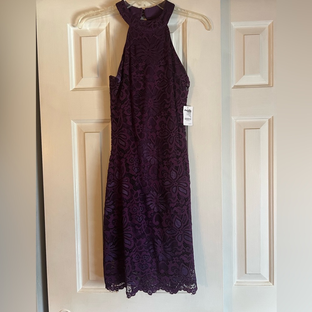 Purple lace short dress
